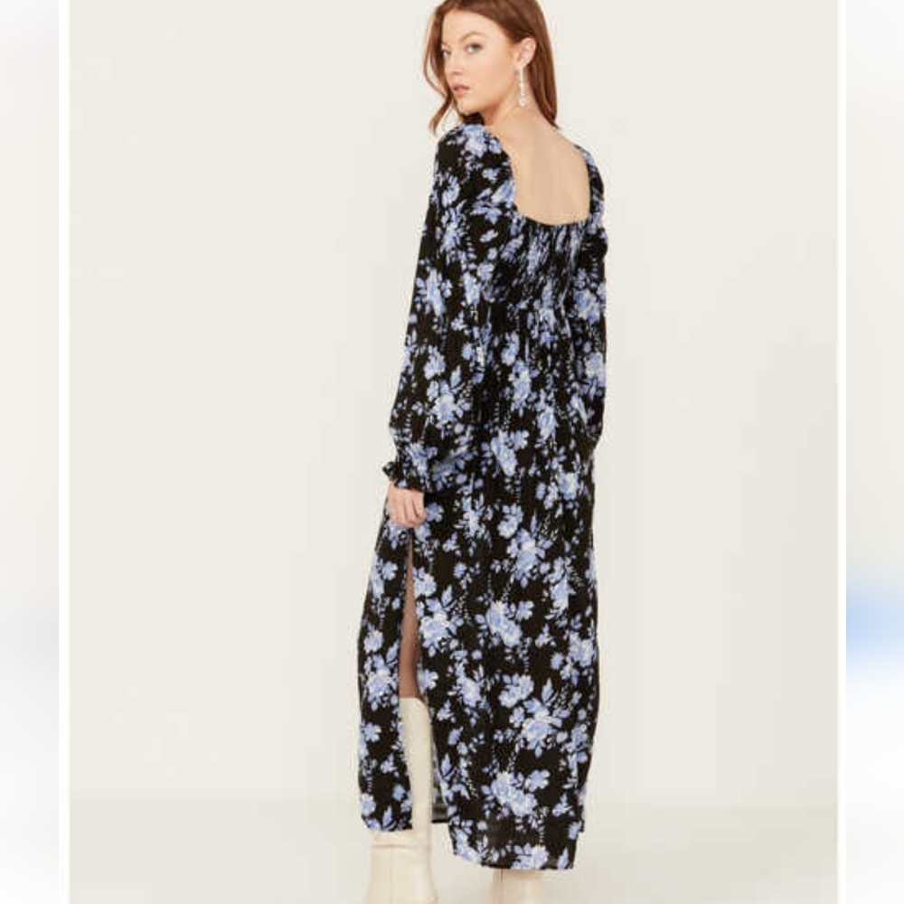 NEW Free People Jaymes Floral Print Midi Long Sleeve Dress Small